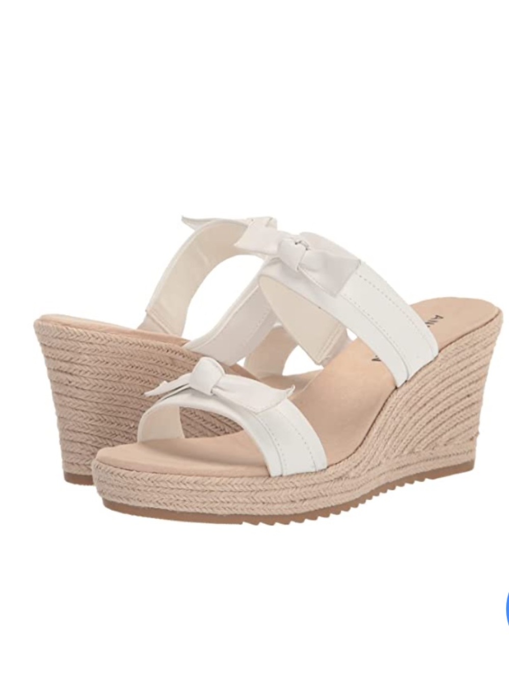 NIB  Anne Klein Whisper - White Bow Espadrille Wedge Sandals